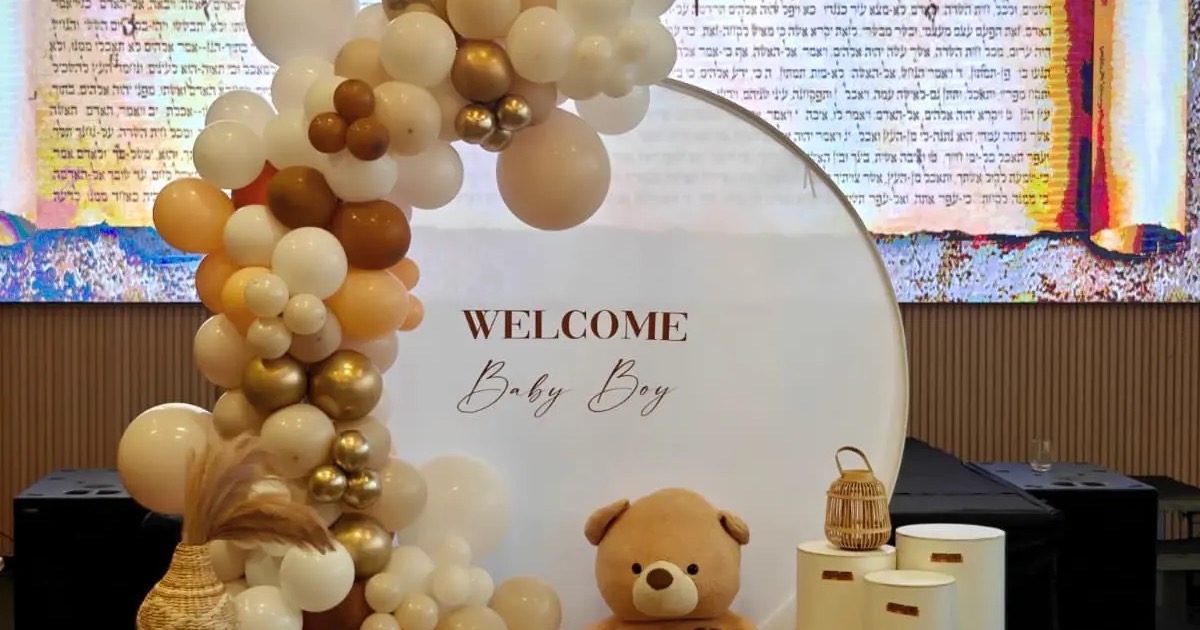 עיצוב בלונים לברית – קיר צילום